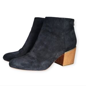 CK Jenna Suede Square Block Heel Booties